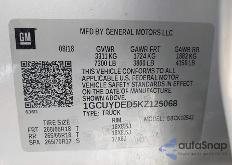 2019 Chevrolet Silverado K1500 Lt from USA, damaged, VIN 1GCUYDED5KZ125068